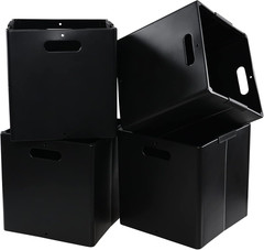 Foldable Black Storage Cubes with Handles – 4 Pack Baskets for Organizing