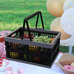 2-Pack Collapsible Plastic Shopping Baskets with Handle – Portable & Stackable