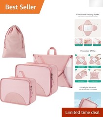Durable Polyester Packing Cubes – 4 Set Baby Pink for Effortless Travel
