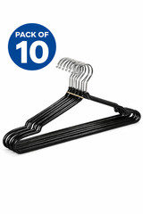 Black Metal Wire Hangers Non-Slip PVC Coated Slim Space Saving Clothes Rack