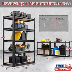 Shelve Racks 5 Tier Heavy Duty Garage Shelving Units Adjustable Storage Shelves