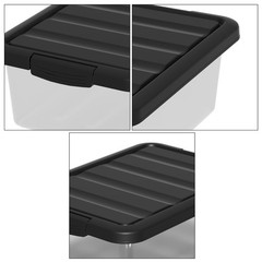 2 PCS 14 Quart Basic Clear Plastic Stackable Storage Box Bin Black Lid