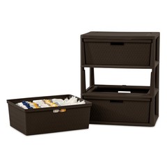 Sterilite Wide 3 Drawer Tower, Plastic Storage Organizer with Removable Decorati