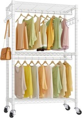 3-Tier Heavy Duty Garment Rack Large Clothes Rack Freestanding Clothing Shelves