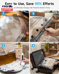 Travel Vacuum Bags 2026 Lastest Wireless Pump 4 Sizes Space Saver Vacuum Bags