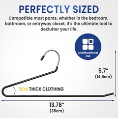 Open Ended Pants Hangers – Non Slip Heavy Duty Metal Hangers 10 Pack – Space