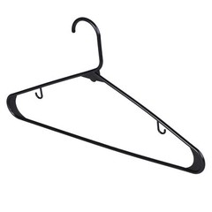 Standard Black Plastic Hangers 100 Pack w/ 2 Hooks Space Saving for Coats Skirts