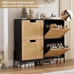 Modern Shoe Storage Cabinet Shoe Rack Organizer for Entryway with 4 Flip Drawers
