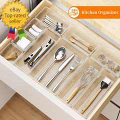 32 PCS Clear Plastic Drawer Organizer Set 4-Size Vanity Trays and Storage Bins