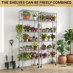6 Tier Wire Shelving Unit 65″ x 21″ x 12″ Storage Shelf Standing w/ Wheels Hook