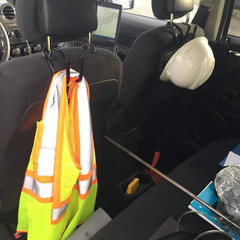 YYST Flexible Over The Seat Hard Hat Rack Holder Back Seat Hanger Headrest Hange
