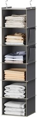 Contemporary Grey Hanging Closet Organizer with 6 Shelves & Portable Design