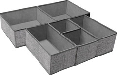 Organizador plegable para ropa interior con divisores 6 compartimentos gris