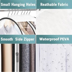 Clear Garment Bags for Hanging Clothes 10” Gusseted, Suit Bags for Closet