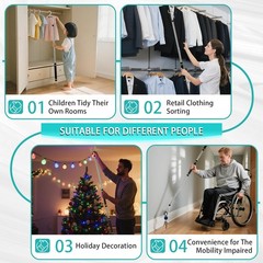 Clothes Hook Pole for Closet,32 to 80In Truck Cargo Recovery Bar Long Handle …