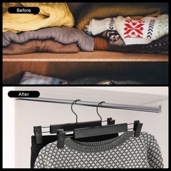 10 Pack Pants Hangers with Adjustable Non-Slip Clips Anti-Rust Hanging Black