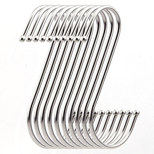 RuiLing 10 Pack Premium 4.5 inch Heavy Duty Stainless Steel S Hooks – Silver
