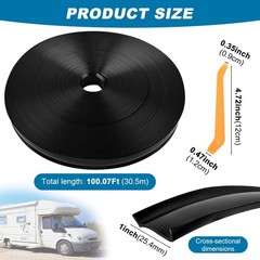 1″ x 100Ft RV Trim Molding Insert Rubber Vinyl Flexible Trim Insert for Camper