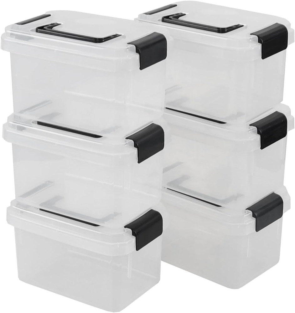 Clear Plastic Storage Bins with Lids – 6-Pack, 3L Latch Boxes with Handles