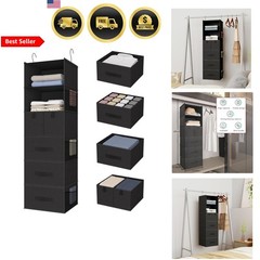 Hanging Closet Organizer with 5 Drawers 6 Shelves Storage for Wardrobe RV Black