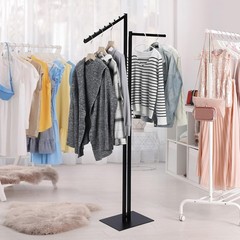 NEW 2 Way Clothing Rack Heavy Duty Garment Display Rack Adjustable 48″ to 72″ Bl