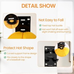 2 Pack Hat Organizer for Baseball Caps, Hat Rack for Wall with Strong Adhesive