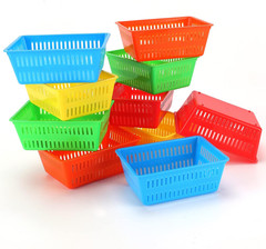 10 Pack Mini Storage Baskets Bins, Plastic Organizer Basket, Colorful Shelf and