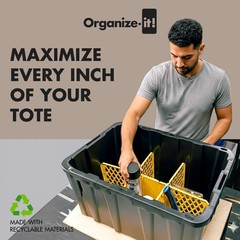 ORGANIZE-IT! 6 Slot Tote Dividers for 27 Gal Storage Containers, Yellow, 4 Pack