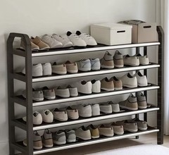 5-tier Shoe Rack Durable Plastic & Sturdy Metal Space-Efficient Entryways Black