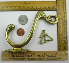 Contemporary Polished Brass Hat Hanger and Coat Hook Wall Mount with Screws