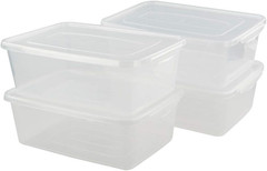 14 Quart Clear Plastic Storage Bins with Lids – 4 Pack Latching Containers