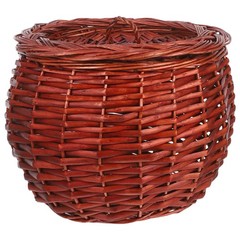 Wicker Storage Basket with Lid Egg Countertop Kitchen Decorative Baskets for
