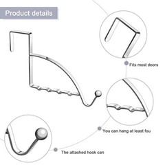 2 Pcs Over The Door Hooks Multipurpose Hanging Storage for Clothes Coats Towels
