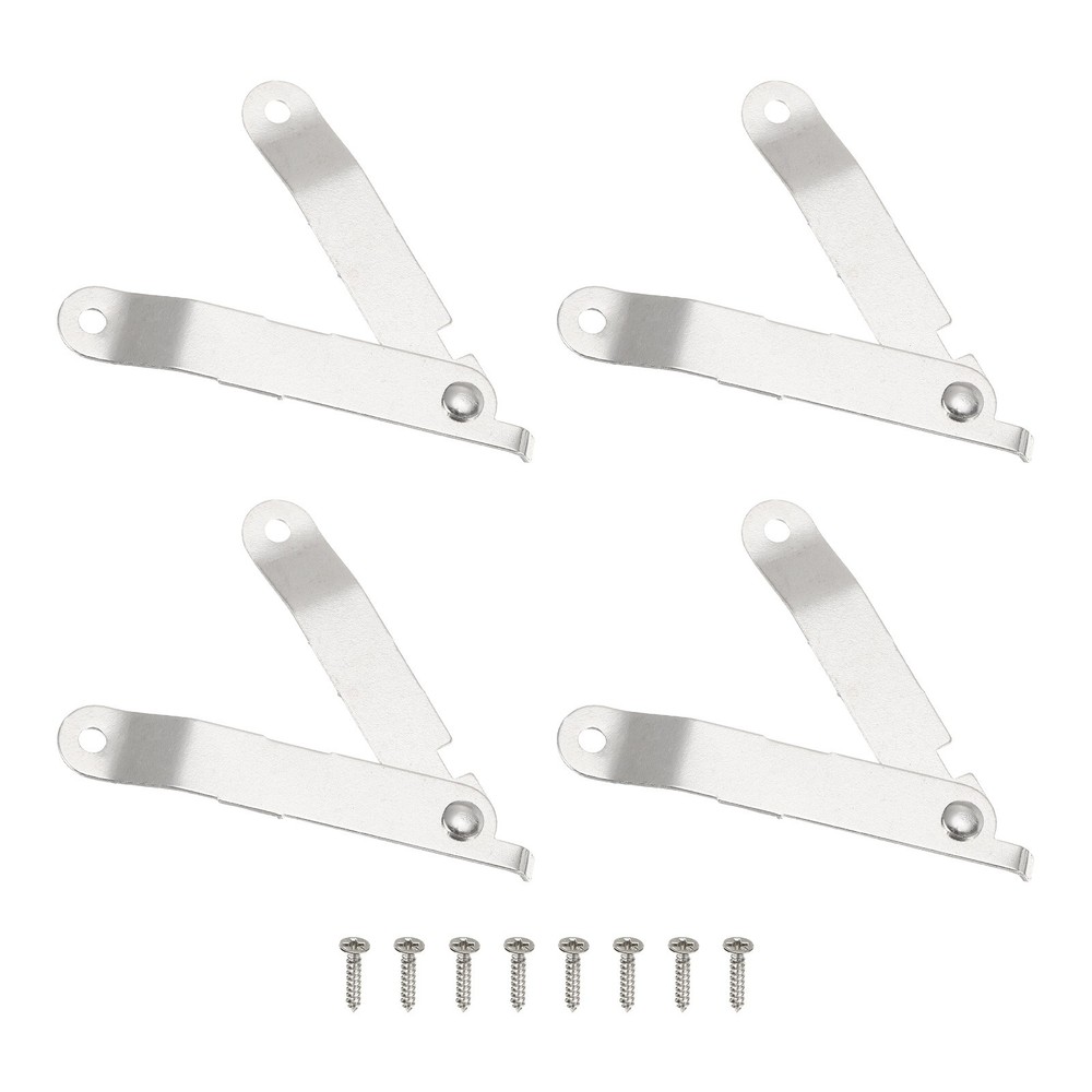 4pcs Lid Folding Support Hinges Silver Folded L 2.7″/68mm Plate W 0.4″/11mm