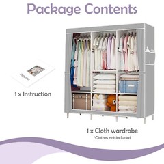 65in Portable Closet Wardrobe Clothes Rack Storage Organizer w/ Shelf Non-Woven