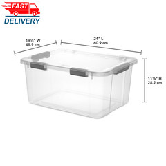 60 Quart Hingelid Clear Storage Bin with Latch Lid, Dark Gray, 6 Pack 💪👌
