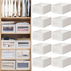 10 Pack Foldable Linen Closet Organizers with Clear Window for Easy Storage