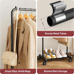 Small Clothing Rack with Wheels, Portable Clothes Racks for Hanging Clothes, 56″