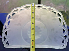 Vintage Pedestal Glaze Glass Magazine Basket 13 1/2 x 9 x 8″ Magazine Rack