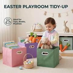 Collapsible 11″ Cube Storage Bins with Handles – Pack of 6 for Home & Toys