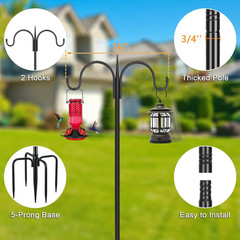 Heavy Duty Shepherds Hook 76 Inch Alloy Steel Double Hooks Adjustable Garden