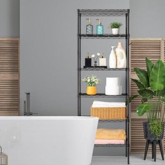 65″ Adjustable Rolling Storage Rack 6-Tier Wire Shelving Unit with Hanging Hooks