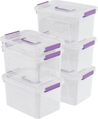 6 Pack 6 Quart Clear Storage Boxes with Lids for Home Organization