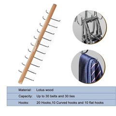 20 Hooks Belt Tie Hanger Space Saving for Closet, 2 IN 1 Belt Ties Racks