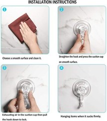 2PCS Heavy Duty Suction Cup Hook Cup Wall Wreath Hanger Window Shower Kitchen