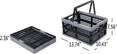 Collapsible Plastic Folding Storage Crate with Handle – 2 Pack, 16L