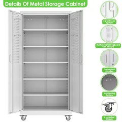 32 In. W X 71 In. H X 16 In. D Garage Storage Freestanding Cabinet with Pegboard