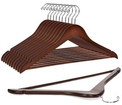Quality Wooden Hangers – Slightly Curved Hanger 10 Pack Sets – Solid Wood Coa…