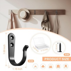20PCS Wall Hooks for hanging, Metal Wall Hooks for Coats, Coat hooks for Wall