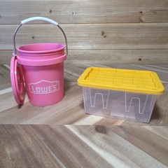 Lowe’s Teeny Tote Mini Storage Container & Lowes Tiny Bucket w/Lid NEW HTF